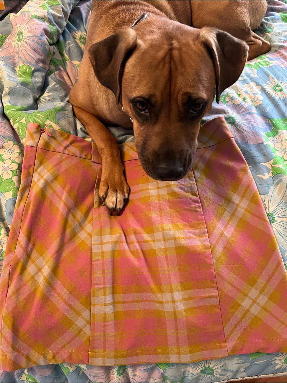 Urban Outfitters Pink and Yellow Plaid Mini Skirt